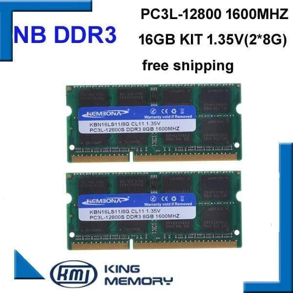 Laptop-RAMs Sodimm DDR3L DDR3 16 GB (Kit mit 2 Stück DDR3 8 GB) PC3L-12800 1.35 V stromsparender 204-Pin-RAM-Speicher