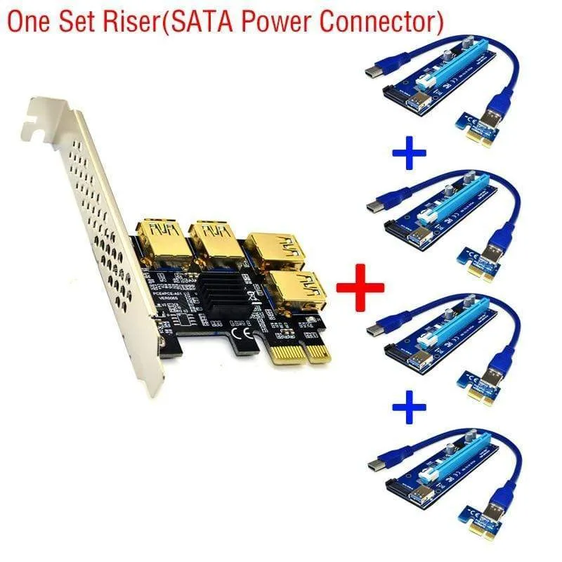 USB 3.0 PCI-E Express 1x bis 16x Riser-Kartenadapter PCIE 1 bis 4 Steckplätze PCIe-Port-Multiplikatorkarte für BTC Bitcoin Miner Mining