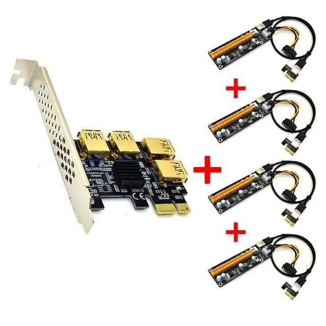USB 3.0 PCI-E Express 1x bis 16x Riser-Kartenadapter PCIE 1 bis 4 Steckplätze PCIe-Port-Multiplikatorkarte für BTC Bitcoin Miner Mining
