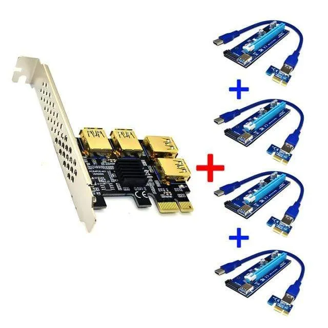 USB 3.0 PCI-E Express 1x bis 16x Riser-Kartenadapter PCIE 1 bis 4 Steckplätze PCIe-Port-Multiplikatorkarte für BTC Bitcoin Miner Mining