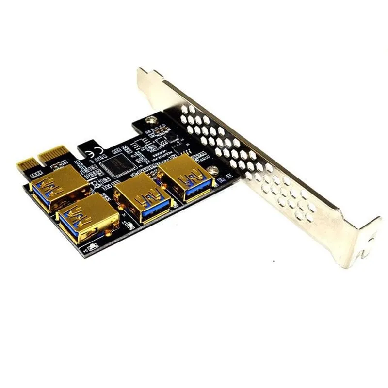 USB 3.0 PCI-E Express 1x bis 16x Riser-Kartenadapter PCIE 1 bis 4 Steckplätze PCIe-Port-Multiplikatorkarte für BTC Bitcoin Miner Mining