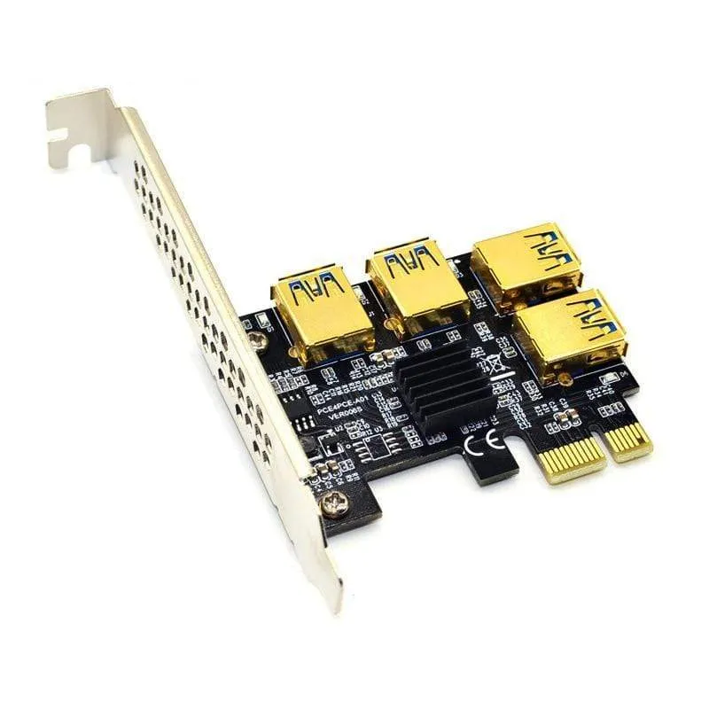 USB 3.0 PCI-E Express 1x bis 16x Riser-Kartenadapter PCIE 1 bis 4 Steckplätze PCIe-Port-Multiplikatorkarte für BTC Bitcoin Miner Mining