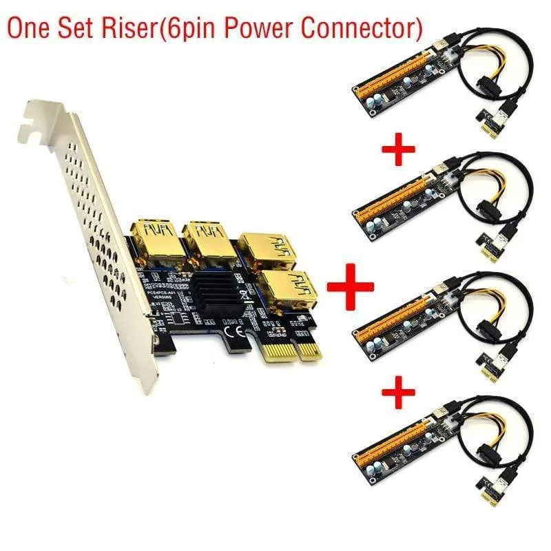 USB 3.0 PCI-E Express 1x bis 16x Riser-Kartenadapter PCIE 1 bis 4 Steckplätze PCIe-Port-Multiplikatorkarte für BTC Bitcoin Miner Mining