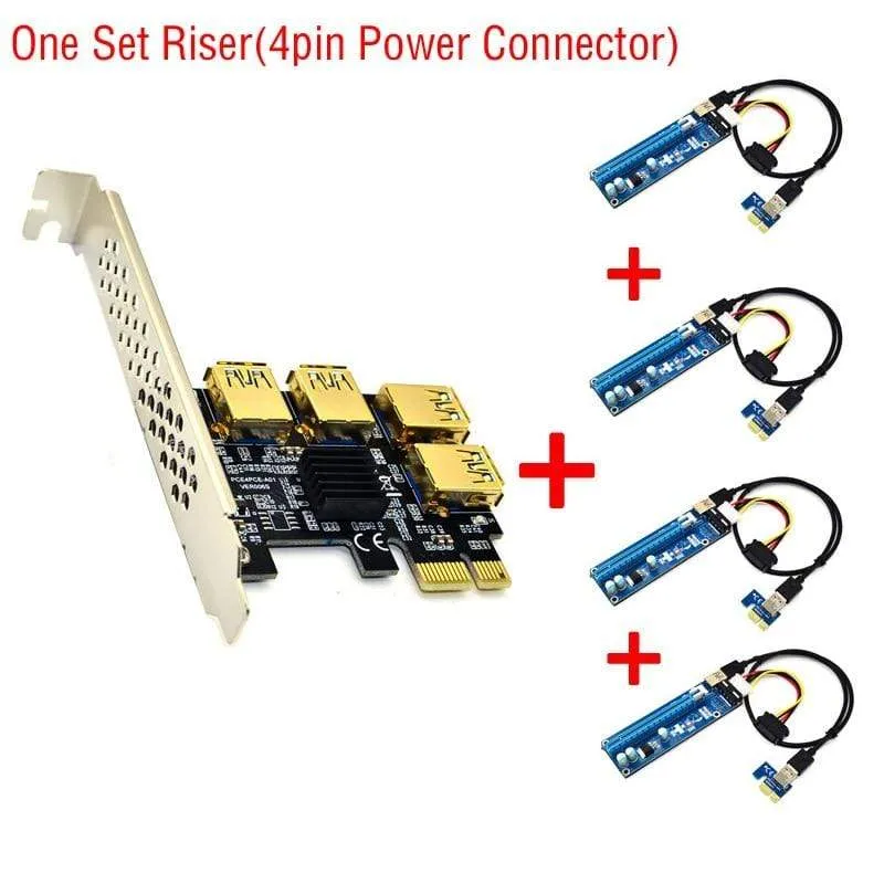 USB 3.0 PCI-E Express 1x bis 16x Riser-Kartenadapter PCIE 1 bis 4 Steckplätze PCIe-Port-Multiplikatorkarte für BTC Bitcoin Miner Mining