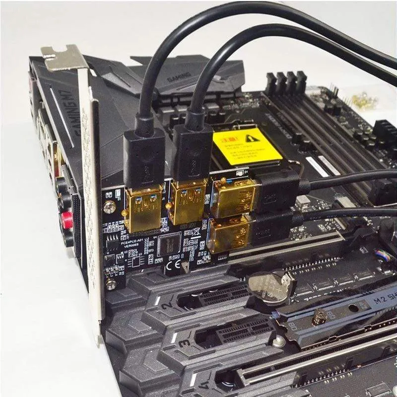 USB 3.0 PCI-E Express 1x bis 16x Riser-Kartenadapter PCIE 1 bis 4 Steckplätze PCIe-Port-Multiplikatorkarte für BTC Bitcoin Miner Mining