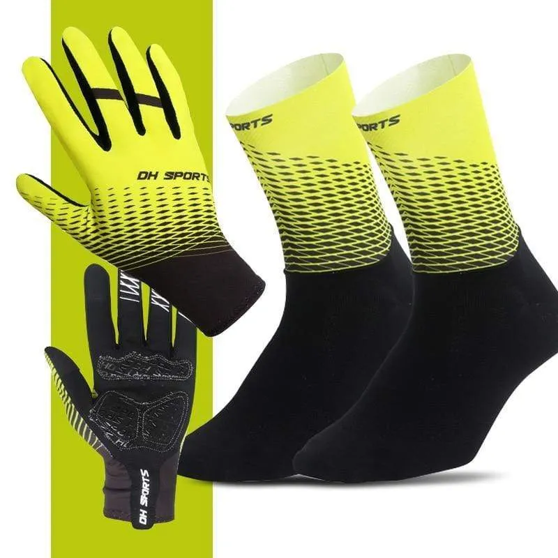 1 Paar Vollfinger Fahrradhandschuhe Fahrradsocken Männer Frauen Anti-Rutsch Sport Fahrradhandschuhe Fahrradhandschuhe Socken Set