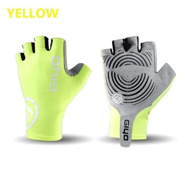Anti Slip Gel Wind Radfahren Halbe Finger Handschuhe Atmungsaktive Outdoor Lycra Stoff Fäustlinge MTB Handschuhe Racing Rennrad Handschuh
