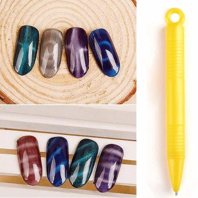 Magnetstift für Nagelkunst, Katzenaugen-Magnet für Nagelgelpolitur, 3D-Linienstreifeneffekt, starker magnetischer Stift, Werkzeuge, Gellack