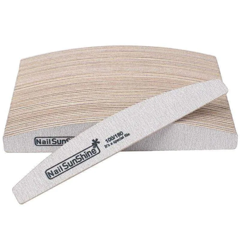 50 Stück 100/180 Schleifpapier Nailart Feilen Grau Holz Schleifen Nagelpuffer Gebogenes Polieren Professioneller Maniküreblock Nagelpflegewerkzeug