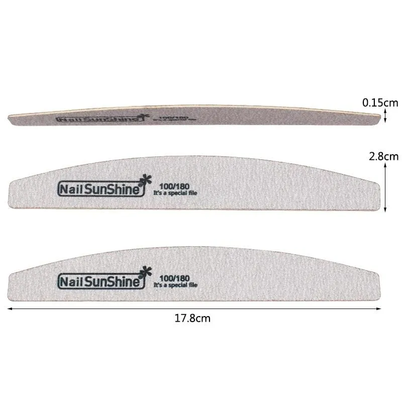 50 Stück 100/180 Schleifpapier Nailart Feilen Grau Holz Schleifen Nagelpuffer Gebogenes Polieren Professioneller Maniküreblock Nagelpflegewerkzeug