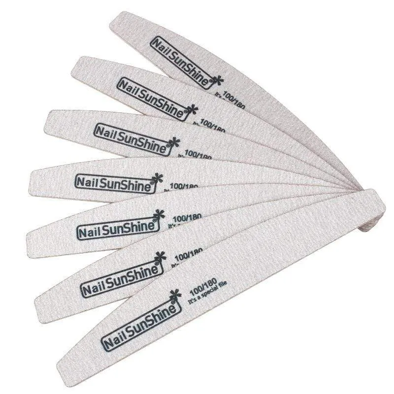 50 Stück 100/180 Schleifpapier Nailart Feilen Grau Holz Schleifen Nagelpuffer Gebogenes Polieren Professioneller Maniküreblock Nagelpflegewerkzeug