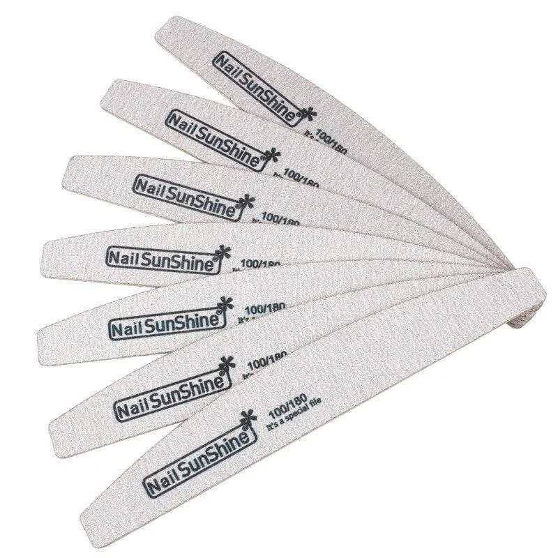 50 Stück 100/180 Schleifpapier Nailart Feilen Grau Holz Schleifen Nagelpuffer Gebogenes Polieren Professioneller Maniküreblock Nagelpflegewerkzeug