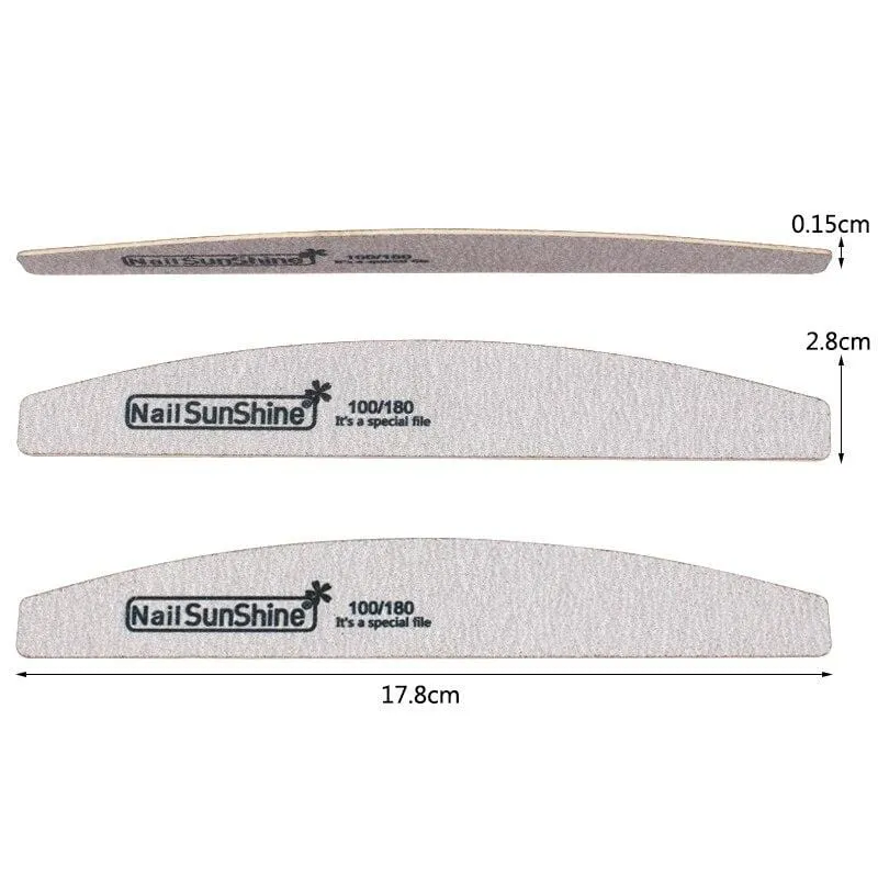 50 Stück 100/180 Schleifpapier Nailart Feilen Grau Holz Schleifen Nagelpuffer Gebogenes Polieren Professioneller Maniküreblock Nagelpflegewerkzeug