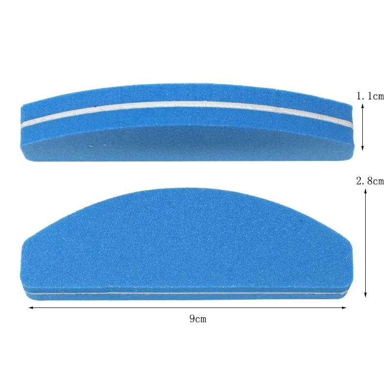 50 Stücke Mini Nagelfeilen Schwamm mehrfarbig Nagelpuffer 100/180 Halbmond Schleifpapier Polierer Maniküre Glitter Salon Nail art Werkzeuge