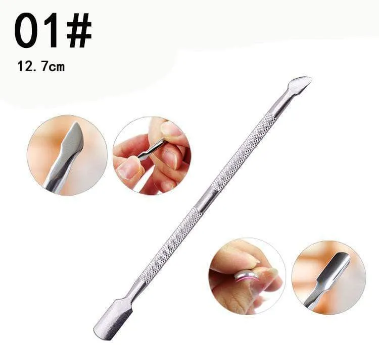 1 stück doppelseitigem Edelstahl Nagelhautschieber Remover Abgestorbene Hautzellen Für Pediküre Maniküre Nail art Reiniger Pflege Werkzeug