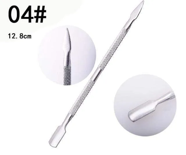1 stück doppelseitigem Edelstahl Nagelhautschieber Remover Abgestorbene Hautzellen Für Pediküre Maniküre Nail art Reiniger Pflege Werkzeug