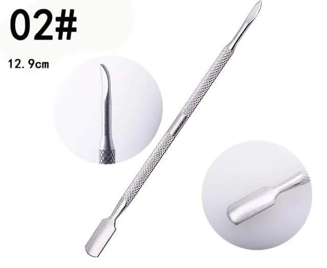 1 stück doppelseitigem Edelstahl Nagelhautschieber Remover Abgestorbene Hautzellen Für Pediküre Maniküre Nail art Reiniger Pflege Werkzeug