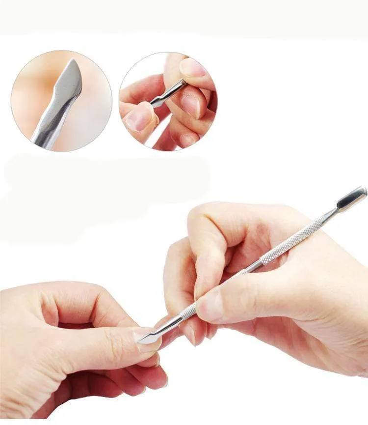 1 stück doppelseitigem Edelstahl Nagelhautschieber Remover Abgestorbene Hautzellen Für Pediküre Maniküre Nail art Reiniger Pflege Werkzeug