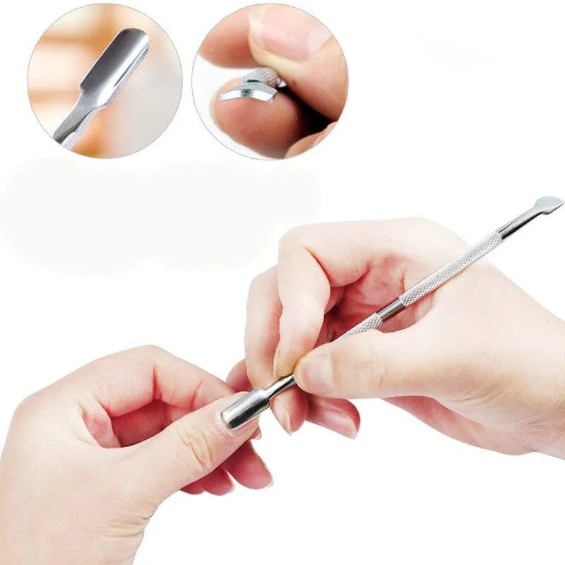 1 stück doppelseitigem Edelstahl Nagelhautschieber Remover Abgestorbene Hautzellen Für Pediküre Maniküre Nail art Reiniger Pflege Werkzeug