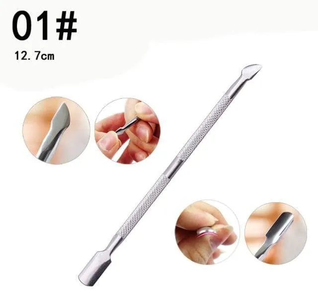 1 stück doppelseitigem Edelstahl Nagelhautschieber Remover Abgestorbene Hautzellen Für Pediküre Maniküre Nail art Reiniger Pflege Werkzeug
