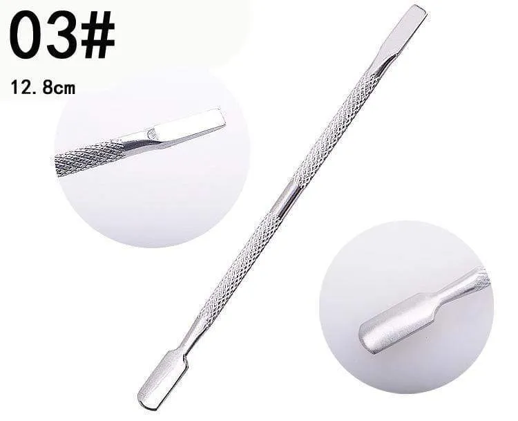 1 stück doppelseitigem Edelstahl Nagelhautschieber Remover Abgestorbene Hautzellen Für Pediküre Maniküre Nail art Reiniger Pflege Werkzeug