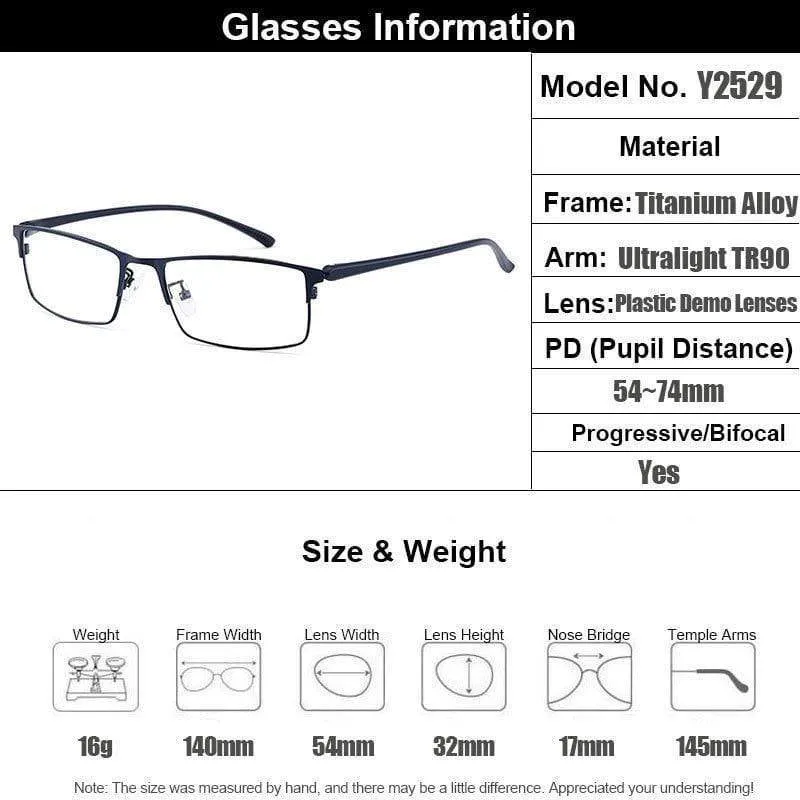 Optische Herren Brillengestell aus Titanlegierung für Herren Brillen Flexible Bügelbeine IP-Galvaniklegierungsmaterial Y2529