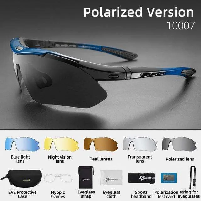 Polarisierte Sport-Sonnenbrille für Herren, Rennradbrille, Mountainbike-Fahrradschutzbrille, 5 Linsen