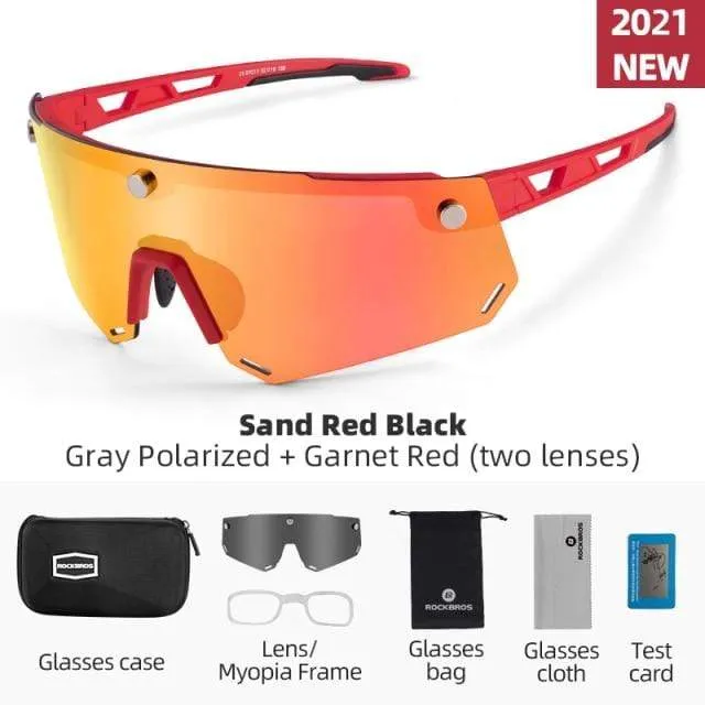 Polarisierte Sport-Sonnenbrille für Herren, Rennradbrille, Mountainbike-Fahrradschutzbrille, 5 Linsen