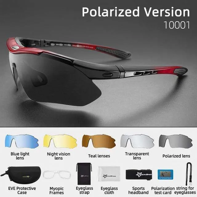 Polarisierte Sport-Sonnenbrille für Herren, Rennradbrille, Mountainbike-Fahrradschutzbrille, 5 Linsen