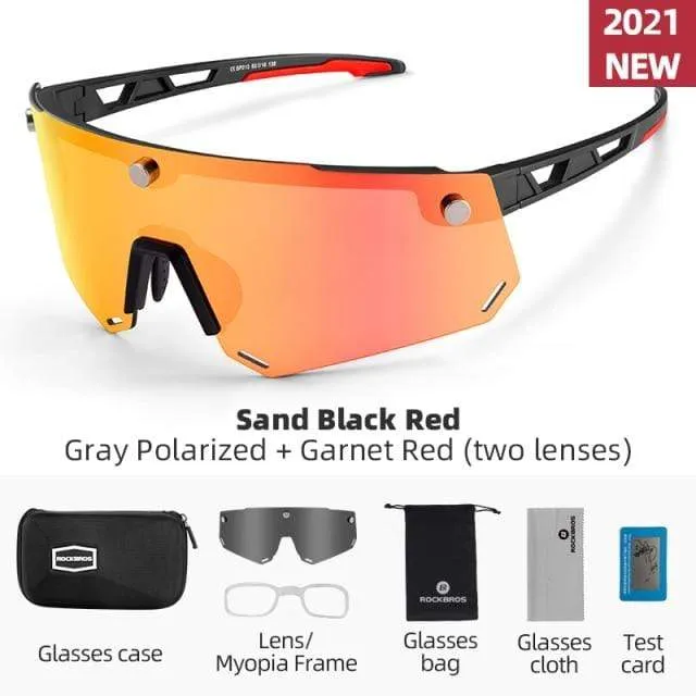 Polarisierte Sport-Sonnenbrille für Herren, Rennradbrille, Mountainbike-Fahrradschutzbrille, 5 Linsen