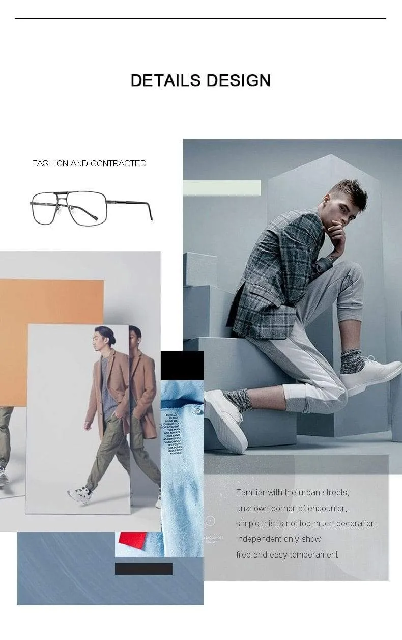 Männer Klassische Quadratische Gläser Optik Rahmen Luxus Doppel Brücke Brillen Rahmen Optische Brillen S2012