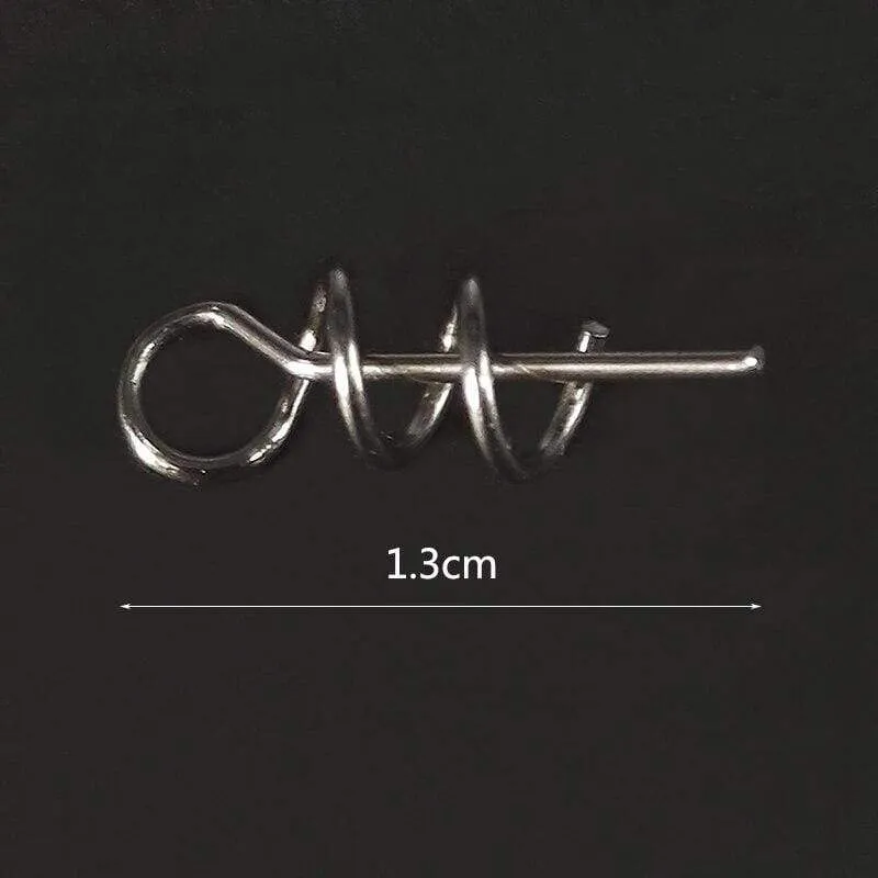 50 teile/los Angelhaken Zentrierstifte Spiral Angelköder Stahlfeder Kurbelschloss für Weichköder Angelzubehör Tackle