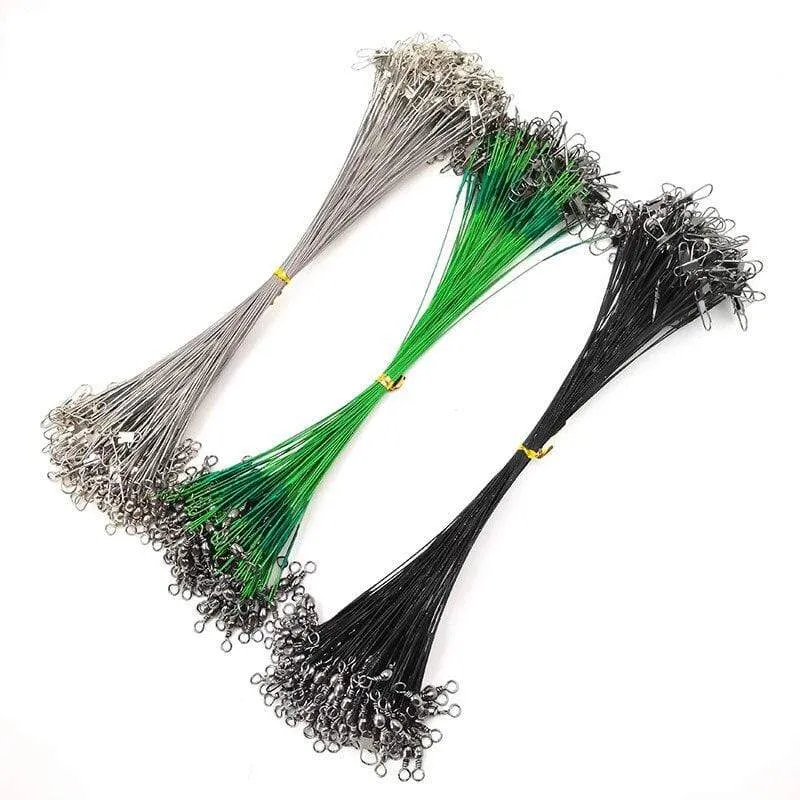 20 stücke Anti Biss Stahl Angelschnur Stahldraht Vorfach Mit Swivel Angelzubehör Blei Kernleine Angeldraht 15CM bis 25CM