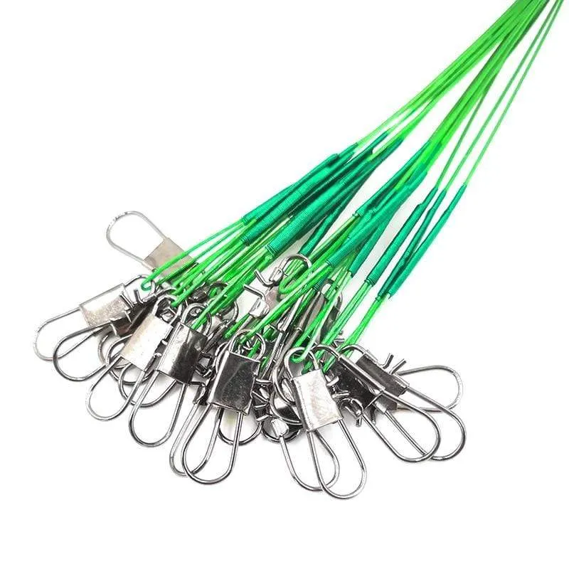20 stücke Anti Biss Stahl Angelschnur Stahldraht Vorfach Mit Swivel Angelzubehör Blei Kernleine Angeldraht 15CM bis 25CM