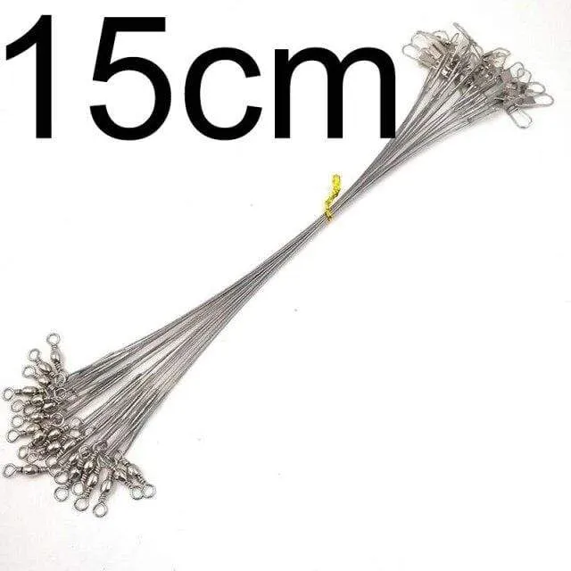 20 stücke Anti Biss Stahl Angelschnur Stahldraht Vorfach Mit Swivel Angelzubehör Blei Kernleine Angeldraht 15CM bis 25CM