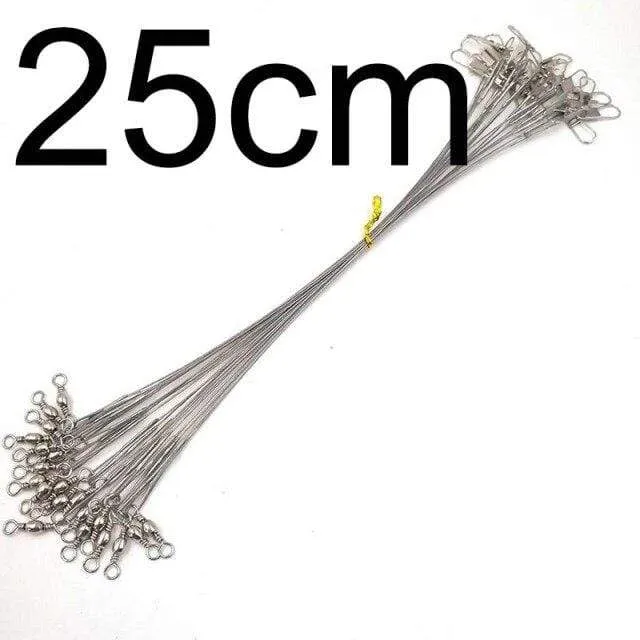 20 stücke Anti Biss Stahl Angelschnur Stahldraht Vorfach Mit Swivel Angelzubehör Blei Kernleine Angeldraht 15CM bis 25CM