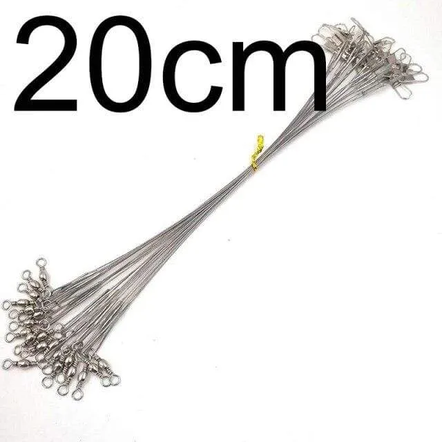 20 stücke Anti Biss Stahl Angelschnur Stahldraht Vorfach Mit Swivel Angelzubehör Blei Kernleine Angeldraht 15CM bis 25CM