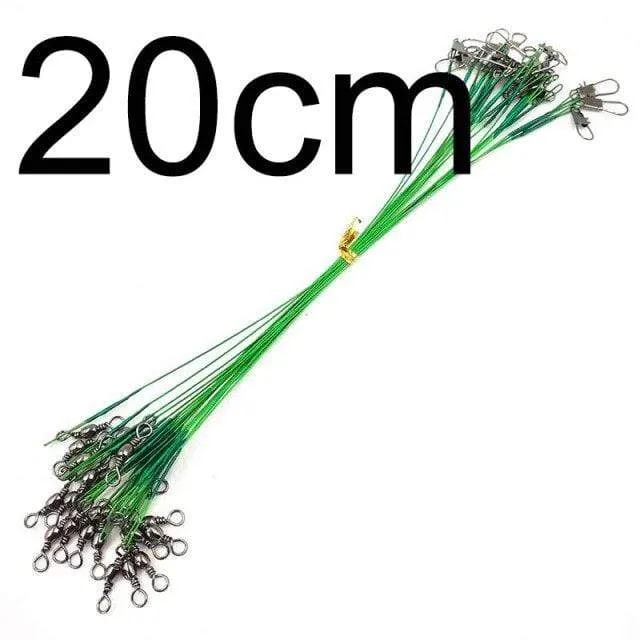 20 stücke Anti Biss Stahl Angelschnur Stahldraht Vorfach Mit Swivel Angelzubehör Blei Kernleine Angeldraht 15CM bis 25CM