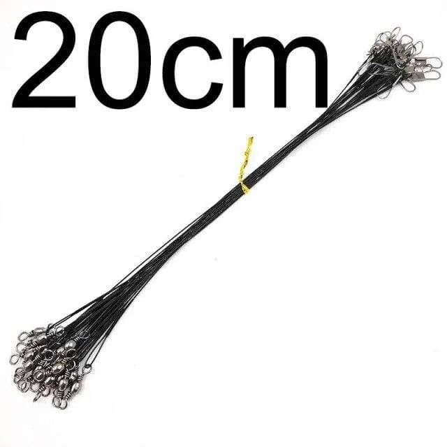 20 stücke Anti Biss Stahl Angelschnur Stahldraht Vorfach Mit Swivel Angelzubehör Blei Kernleine Angeldraht 15CM bis 25CM