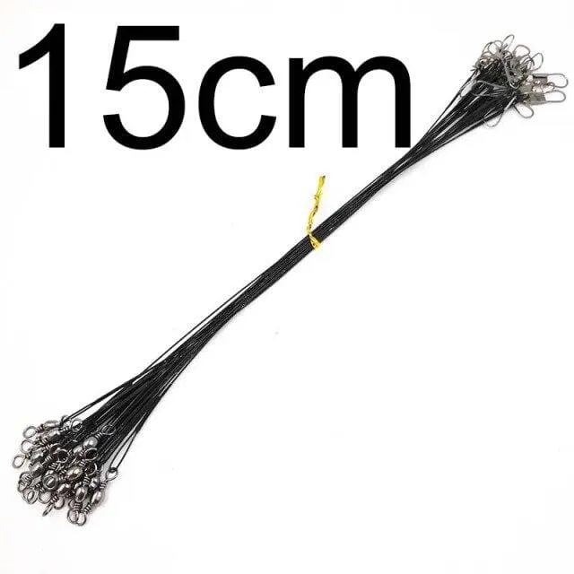 20 stücke Anti Biss Stahl Angelschnur Stahldraht Vorfach Mit Swivel Angelzubehör Blei Kernleine Angeldraht 15CM bis 25CM