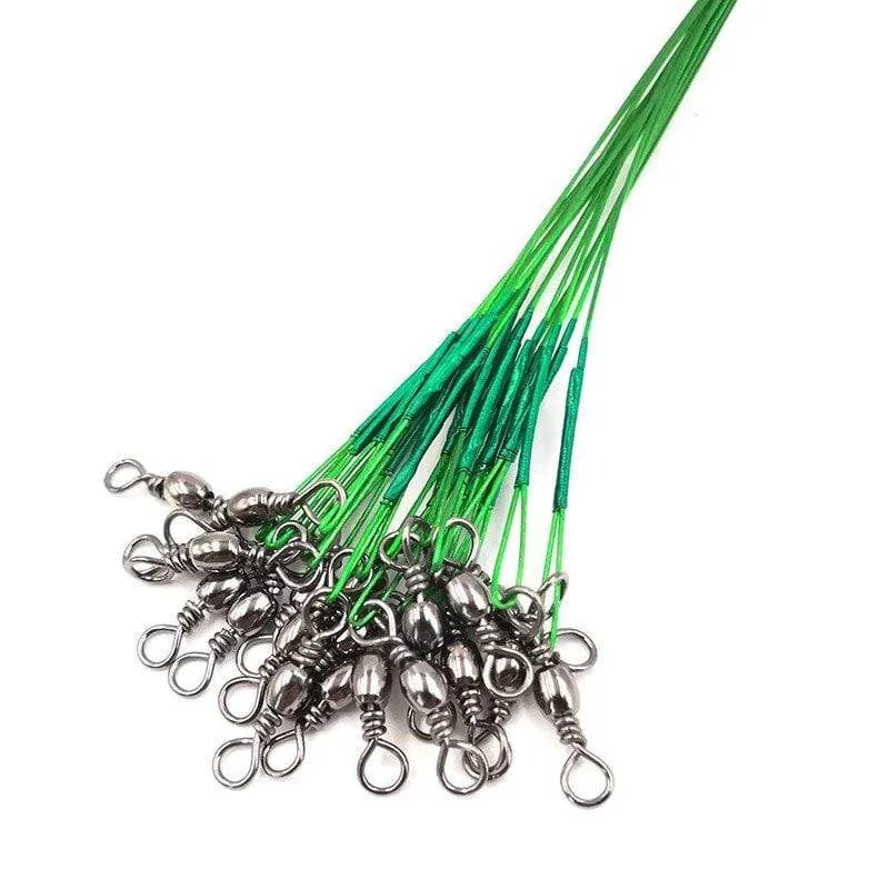 20 stücke Anti Biss Stahl Angelschnur Stahldraht Vorfach Mit Swivel Angelzubehör Blei Kernleine Angeldraht 15CM bis 25CM