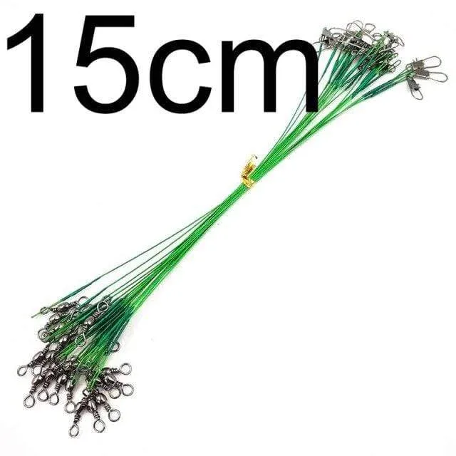 20 stücke Anti Biss Stahl Angelschnur Stahldraht Vorfach Mit Swivel Angelzubehör Blei Kernleine Angeldraht 15CM bis 25CM