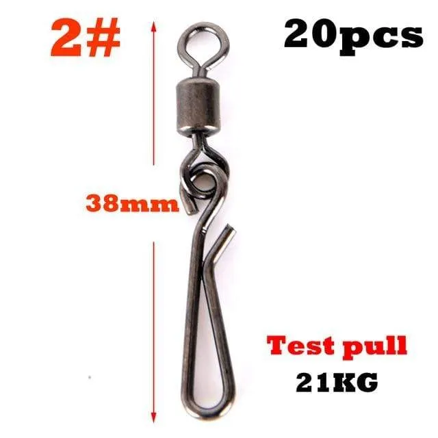 20 stücke Angelwirbel Rolling Swivel Interlock Snap Größe 12/10/8/6/4/2 Haken Köder Anschluss Terminal Tackle Swivel Angeln 2032