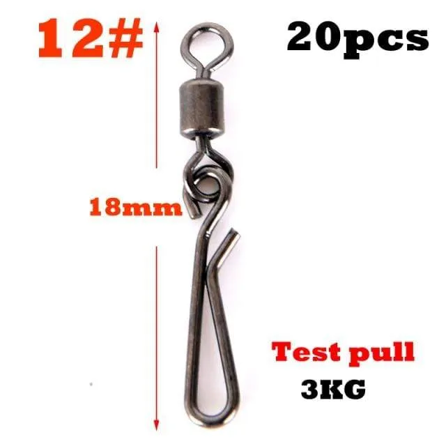 20 stücke Angelwirbel Rolling Swivel Interlock Snap Größe 12/10/8/6/4/2 Haken Köder Anschluss Terminal Tackle Swivel Angeln 2032