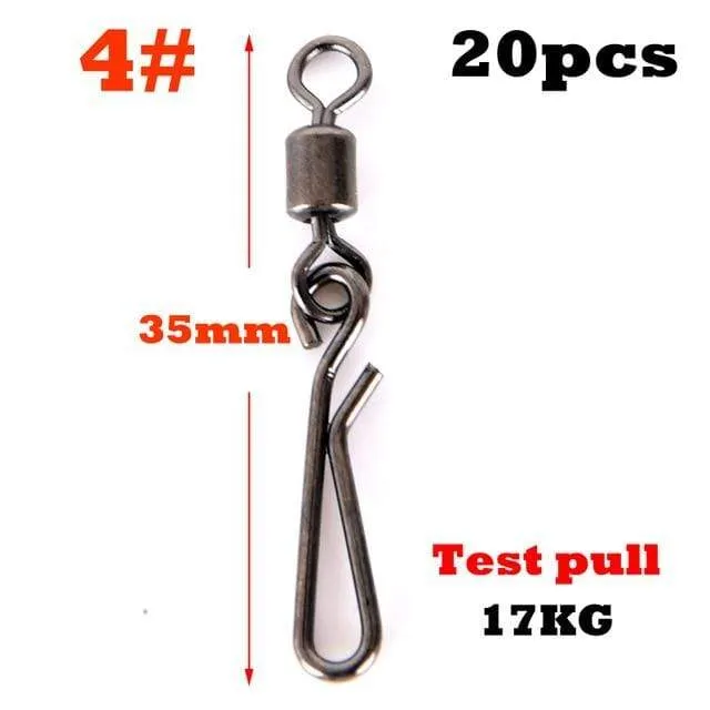 20 stücke Angelwirbel Rolling Swivel Interlock Snap Größe 12/10/8/6/4/2 Haken Köder Anschluss Terminal Tackle Swivel Angeln 2032
