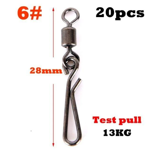 20 stücke Angelwirbel Rolling Swivel Interlock Snap Größe 12/10/8/6/4/2 Haken Köder Anschluss Terminal Tackle Swivel Angeln 2032