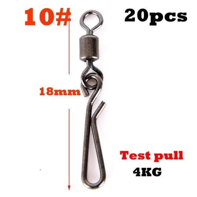 20 stücke Angelwirbel Rolling Swivel Interlock Snap Größe 12/10/8/6/4/2 Haken Köder Anschluss Terminal Tackle Swivel Angeln 2032