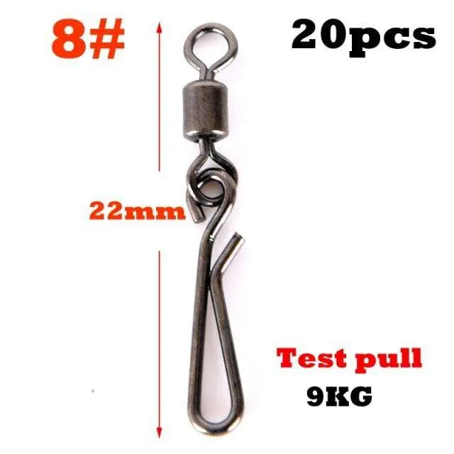 20 stücke Angelwirbel Rolling Swivel Interlock Snap Größe 12/10/8/6/4/2 Haken Köder Anschluss Terminal Tackle Swivel Angeln 2032