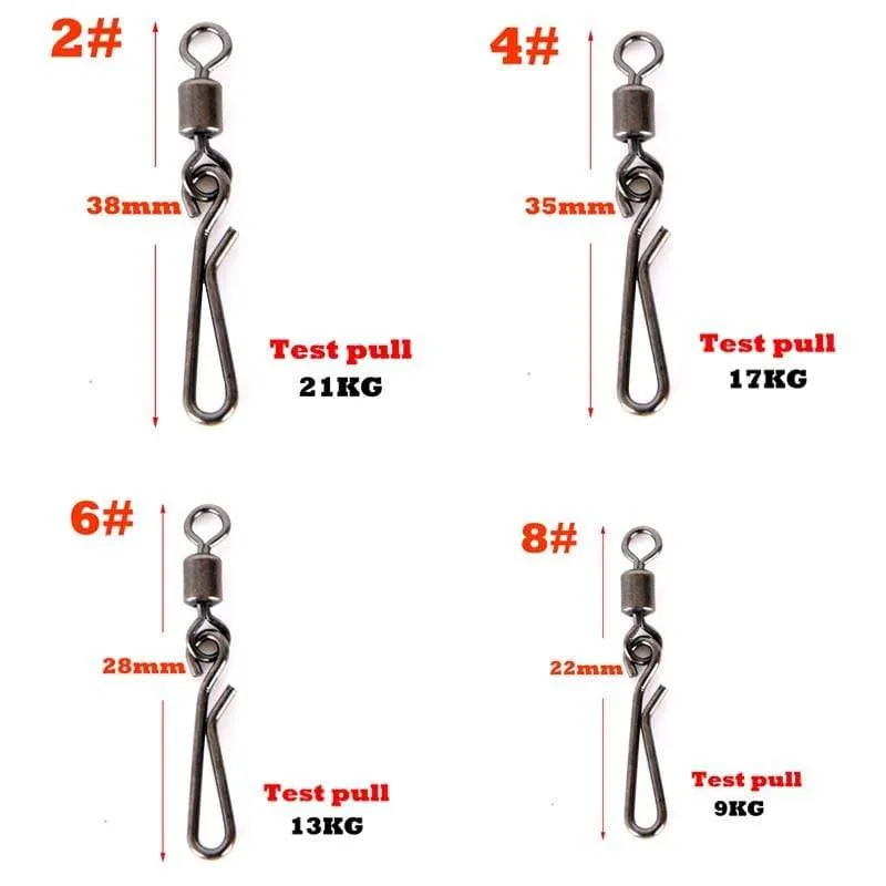 20 stücke Angelwirbel Rolling Swivel Interlock Snap Größe 12/10/8/6/4/2 Haken Köder Anschluss Terminal Tackle Swivel Angeln 2032