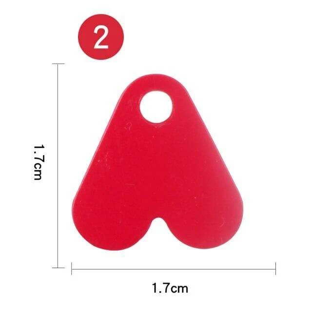 100 Stücke Kunststoff Rot Herzform Pailletten Zubehör 15/17/21mm Für Köder Löffel Angelköder Haken Schwanz DIY Angelköder Zubehör
